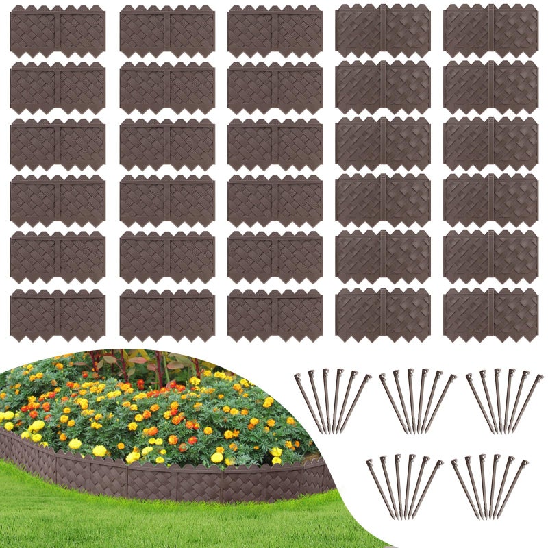 Ruppence 30-Pack Weaving Flower Bed Garden Edging Borders (30 FT) - No Dig Border Edgings with 8.5    Anchor Stakes & Interlocking Design-Thickened Borders for Lawns, Flower Beds & Landscaping - Image 1